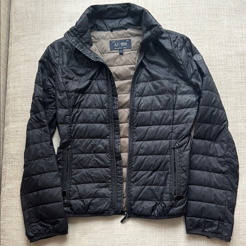 Black Quilted Women's Jacket, Armani Jeans brand, super light black puffer
